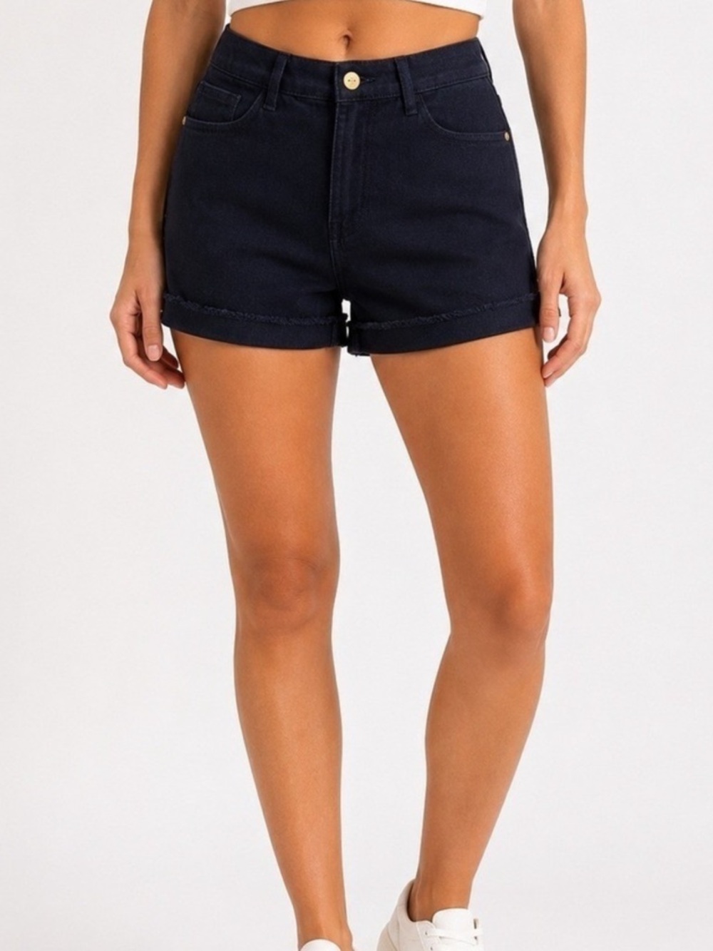 Frame Women's 28 Le Cutoff Jean Shorts Noir Black Denim Roll Cuff LCS711‎
